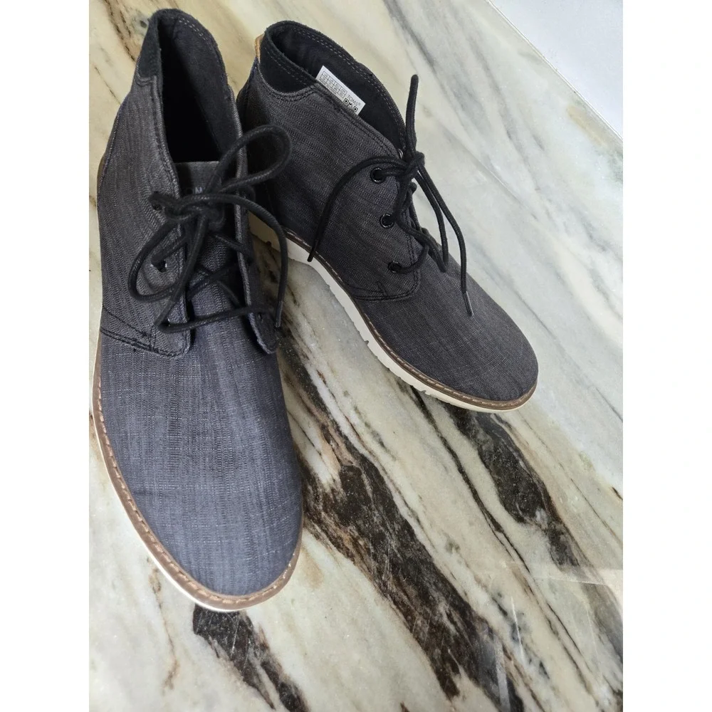 TOMS men BootNavi Chukka Black‎ Crosshatch Denim 11 color dark gray booties